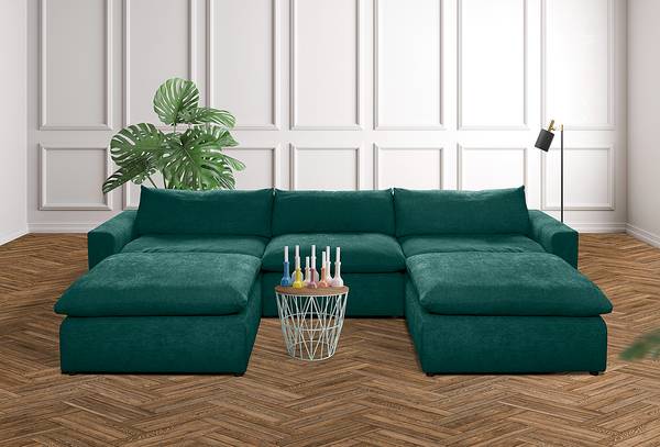 Modulaire hoek Nizza turquoise - 120 x 102 x 84 cm