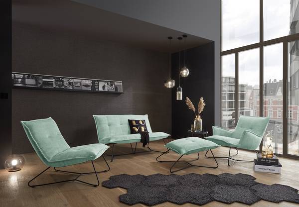 Fauteuil Tutu corduroy Fjella: mint - zonder hocker - met armleuningen