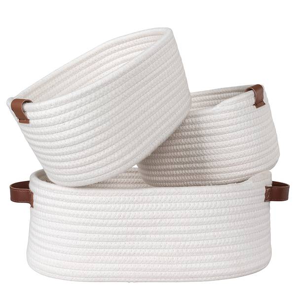 Aufbewahrungskorb Jarana 3er-Set Baumwolle - Weiß