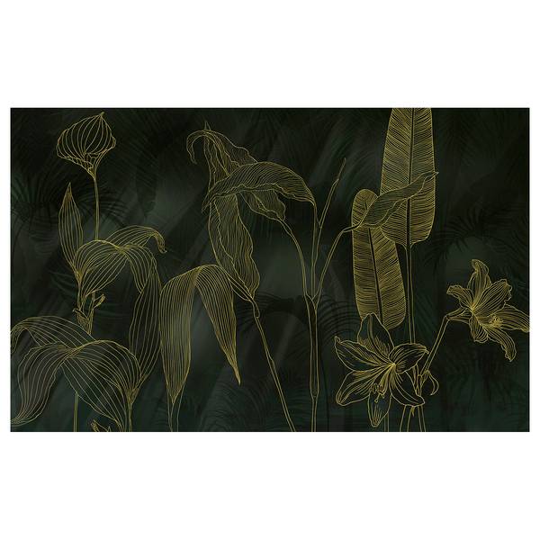 Vlies-fotobehang Darkest Green vlies - zwart/geel - 400 x 250 cm