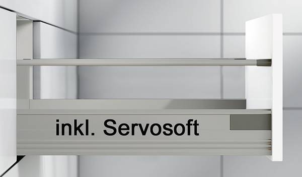 Küchenzeile Impuls 280 cm Hochglanz Hellgrau - Ausrichtung rechts - Mit Elektrogeräten