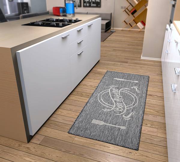 Tapis Cucina - Type 2 Polypropylène / Latex - Gris - 62 x 150 cm