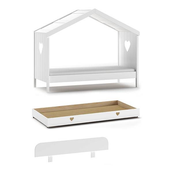 Hausbett Amori - Typ G Kiefer / MDF - Weiß - 90 x 200 cm