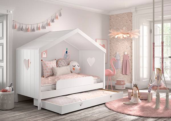 Hausbett Amori - Typ G Kiefer / MDF - Weiß - 90 x 200 cm