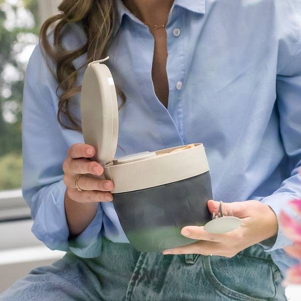 Lunchbox Bentobox L polypropeen - donkergrijs - donkergrijs