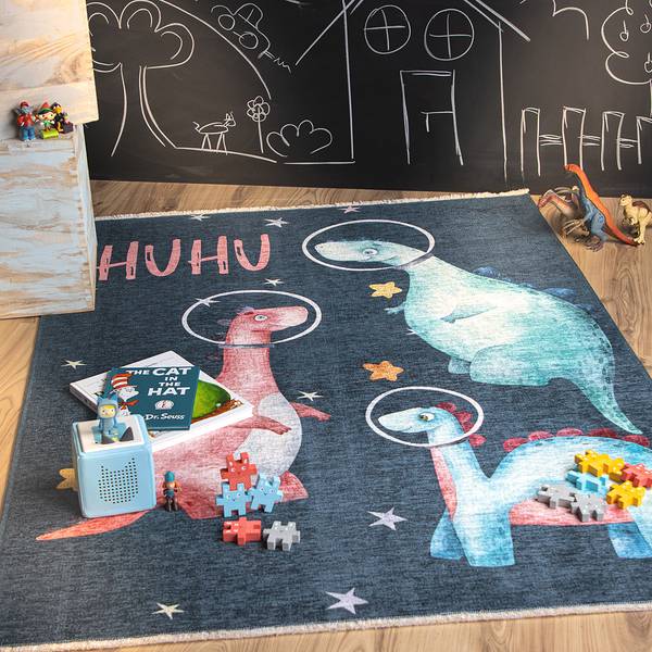 Kinderteppich My Greta Baumwolle / Polyester - 115 x 170 cm - Dunkelblau - Dunkelblau