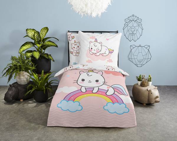 Kinderbettwäsche Puk Baumwolle - 135 x 200 cm - Pink - 135 x 200 cm