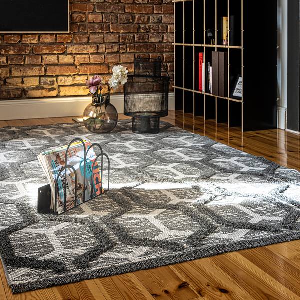 Kurzflorteppich My Nomad 440 Baumwolle / Polyester - 160 x 230 cm - Grau - Grau - 160 x 230 cm