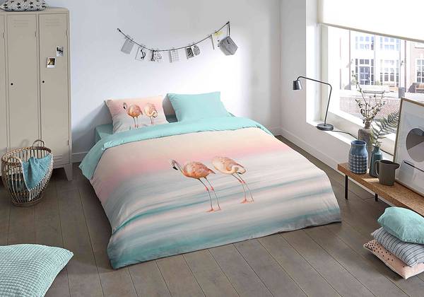Microfaser Bettwäsche Lounge Microfaser - Türkis / Pink - 240 x 200/220 cm + 2 Kissen 70 x 40 cm