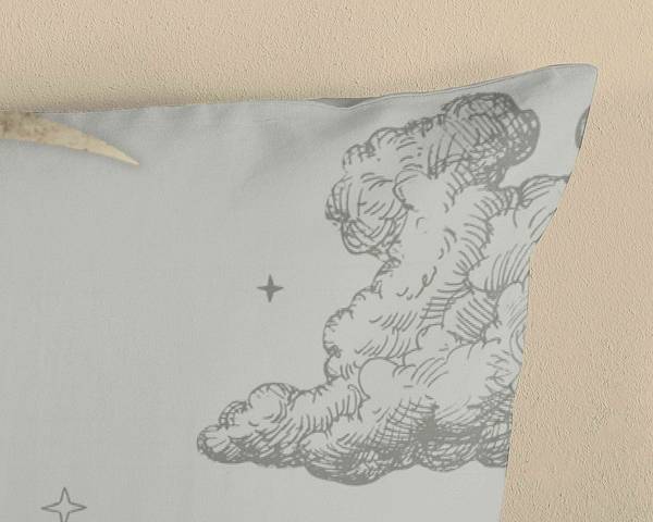 Renforcé beddengoed Boaz katoen - grijs / beige - 140 x 200/220 cm + kussen 70 x 60 cm