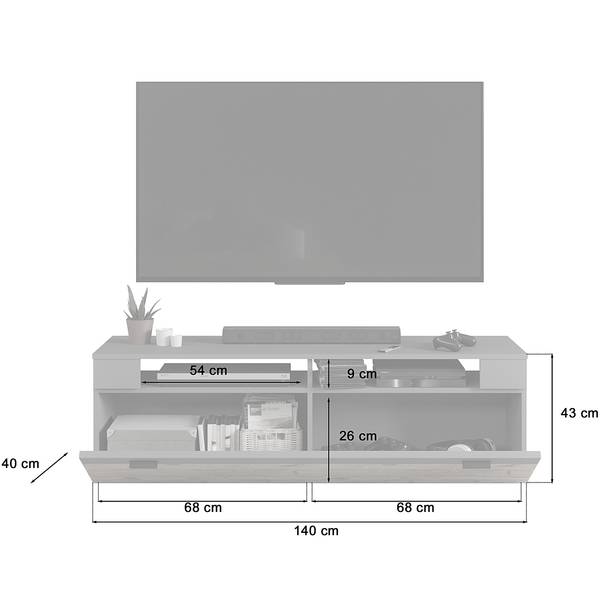 TV-Lowboard Fenor Basalt / Eiche Dekor