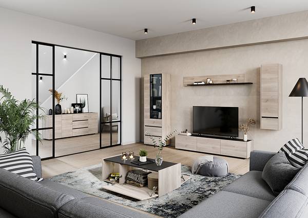 Hängeschrank Cantoria Eiche Castello Dekor / Schwarz