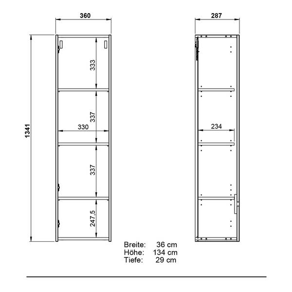 Hängeschrank Cantoria Eiche Castello Dekor / Schwarz