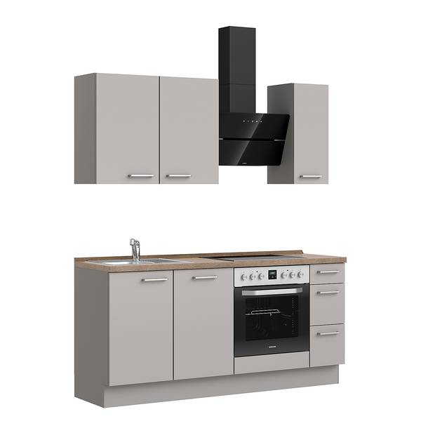 Küchenzeile High-Line Touch Variante A Grau / Eiche Havanna Dekor - Breite: 180 cm - Ausrichtung rechts - Ohne Elektrogeräte