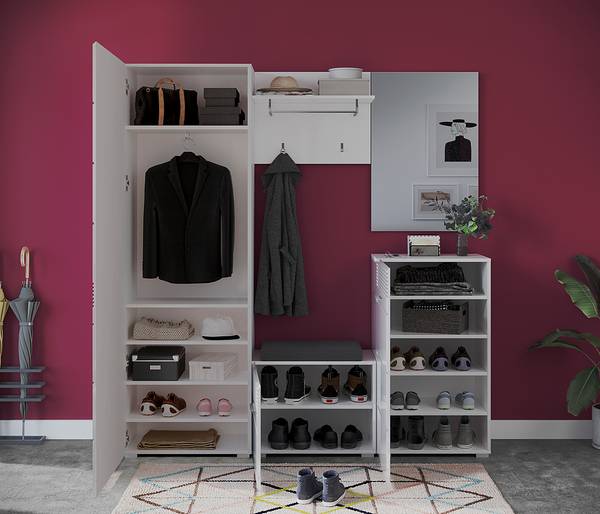 Garderobekast Collie 55 cm hoogglans wit/mat wit