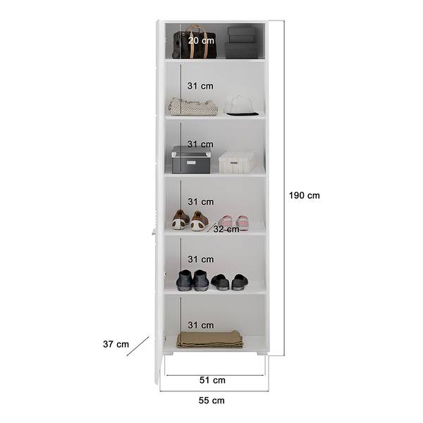 Garderobekast Collie 55 cm hoogglans wit/mat wit