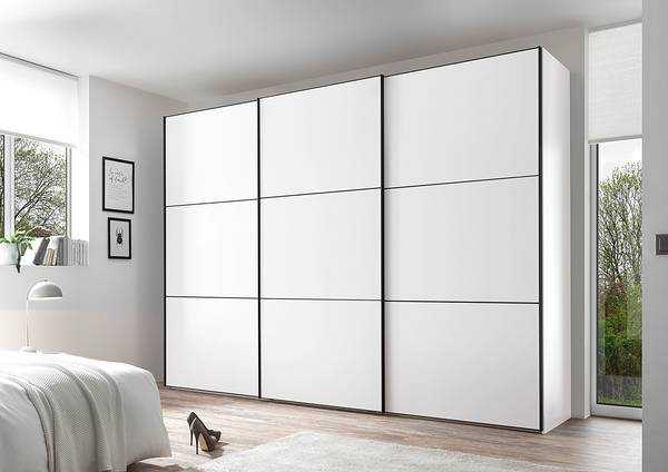 Zweefdeurkast Includo type A wit - Breedte: 280 cm - premium - grijs