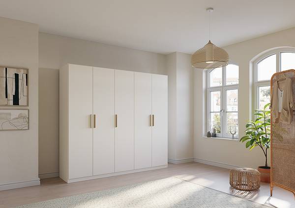 Drehtürenschrank Skandi Alpinweiß - Breite: 226 cm - Ohne Spiegeltür/-en