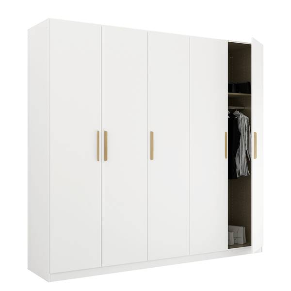 Drehtürenschrank Skandi Alpinweiß - Breite: 226 cm - Ohne Spiegeltür/-en