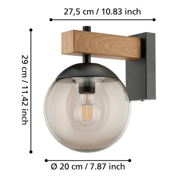 Applique murale Bufalata - Type B Acier / Verre - 1 ampoule