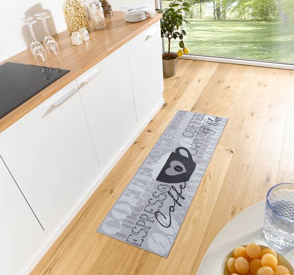 Tapis de couloir I Like Espresso Polyester - Gris / Blanc