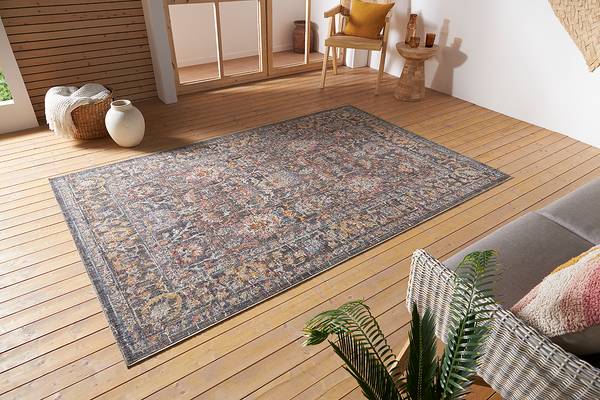 In - und Outdoor Teppich Port Said Polypropylen - Beige / Blau - 80 x 120 cm