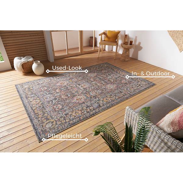 In - und Outdoor Teppich Port Said Polypropylen - Beige / Blau - 80 x 120 cm