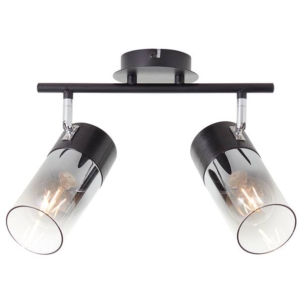 Plafondlamp Alia ijzer/rookglas/rubberhout - 1-lichts - Aantal lichtbronnen: 2