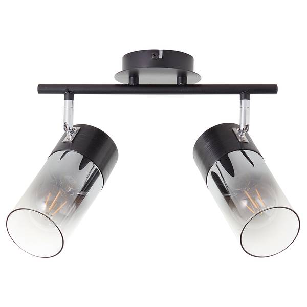 Plafondlamp Alia ijzer/rookglas/rubberhout - 1-lichts - Aantal lichtbronnen: 2