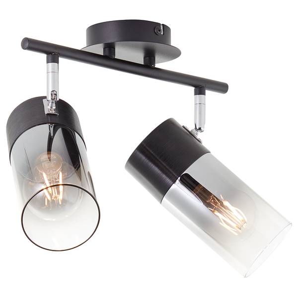 Plafondlamp Alia ijzer/rookglas/rubberhout - 1-lichts - Aantal lichtbronnen: 2