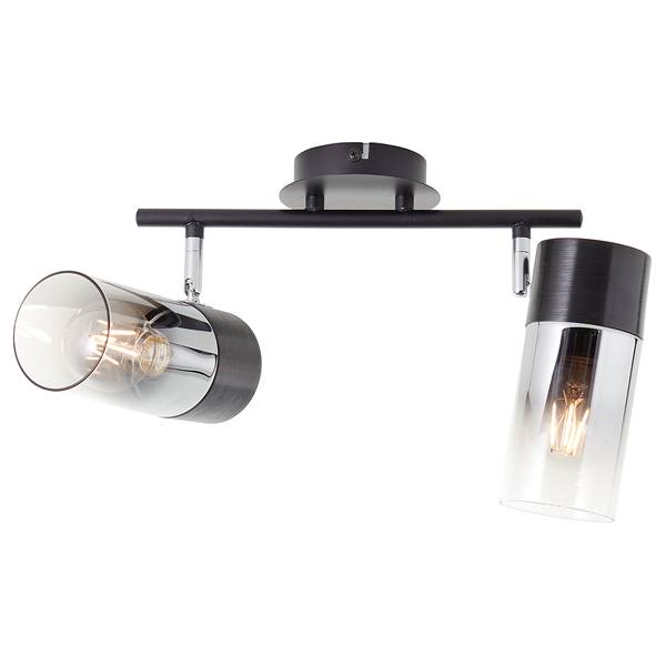 Plafondlamp Alia ijzer/rookglas/rubberhout - 1-lichts - Aantal lichtbronnen: 2
