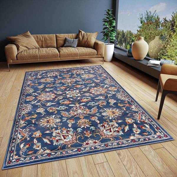 Oosters vloerkleed Caracci polypropeen - donkerblauw - 57 x 90 cm