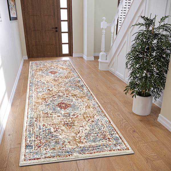 Tappeto orientale Strozzi Polipropilene - Beige / Blu - 80 x 240 cm