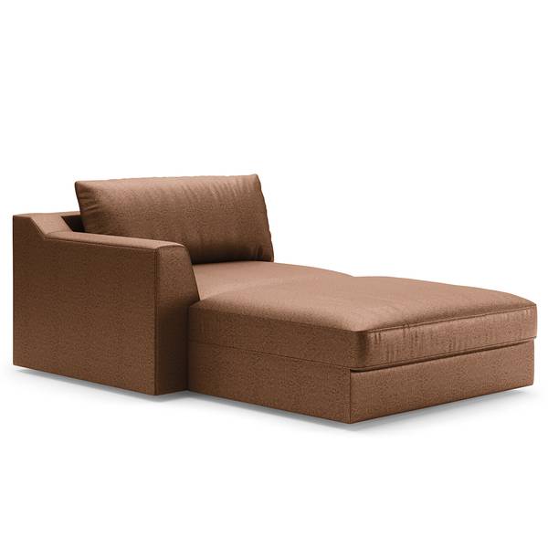Wohnlandschaft Dixwell mit Hocker Antiklederlook - Microfaser Taeko: Braun - Longchair davorstehend links / Ottomane rechts