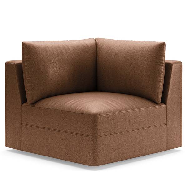 Wohnlandschaft Dixwell mit Hocker Antiklederlook - Microfaser Taeko: Braun - Longchair davorstehend links / Ottomane rechts