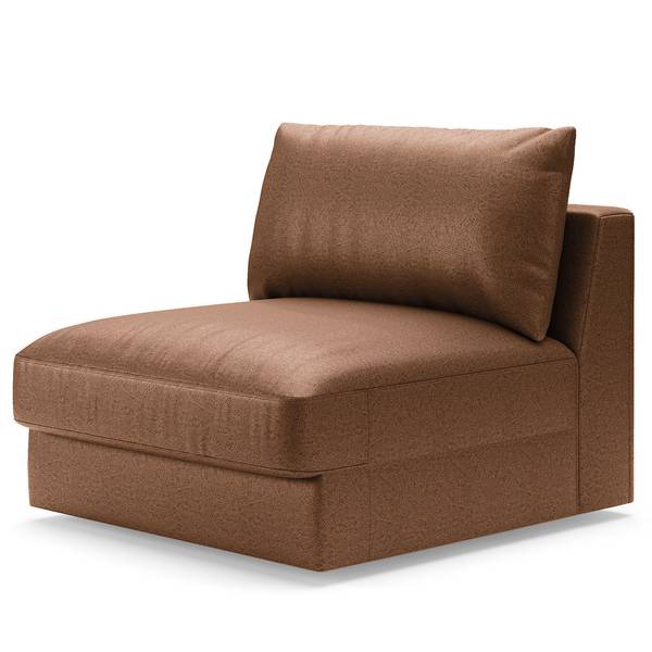 Wohnlandschaft Dixwell mit Hocker Antiklederlook - Microfaser Taeko: Braun - Longchair davorstehend links / Ottomane rechts