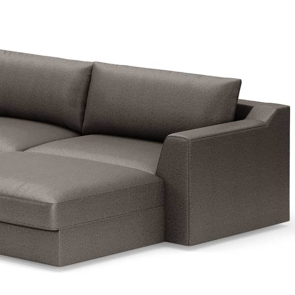 Zithoek Dixwell met hocker antieke leerlook - microvezel Taeko: antracietkleurig - chaise longue vooraanzicht rechts/ottomane links