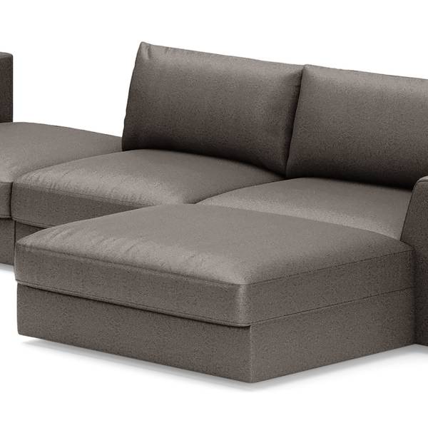 Zithoek Dixwell met hocker antieke leerlook - microvezel Taeko: antracietkleurig - chaise longue vooraanzicht rechts/ottomane links