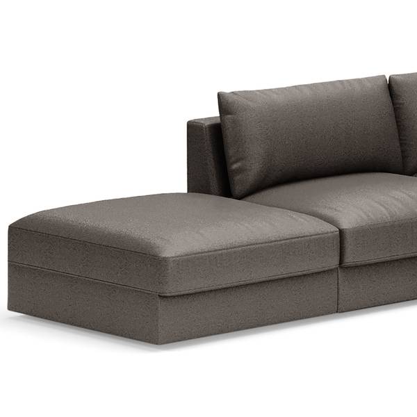 Zithoek Dixwell met hocker antieke leerlook - microvezel Taeko: antracietkleurig - chaise longue vooraanzicht rechts/ottomane links