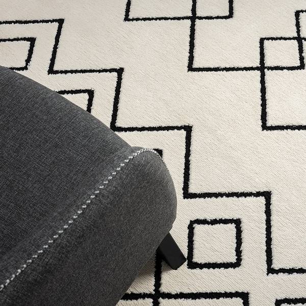 Hochflorteppich Moroccan Convention Kunstfaser - Weiß / Schwarz - 160 x 230 cm - 160 x 230 cm