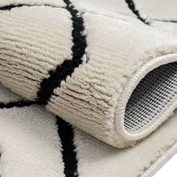 Hochflorteppich Moroccan Convention Kunstfaser - Weiß / Schwarz - 160 x 230 cm - 160 x 230 cm