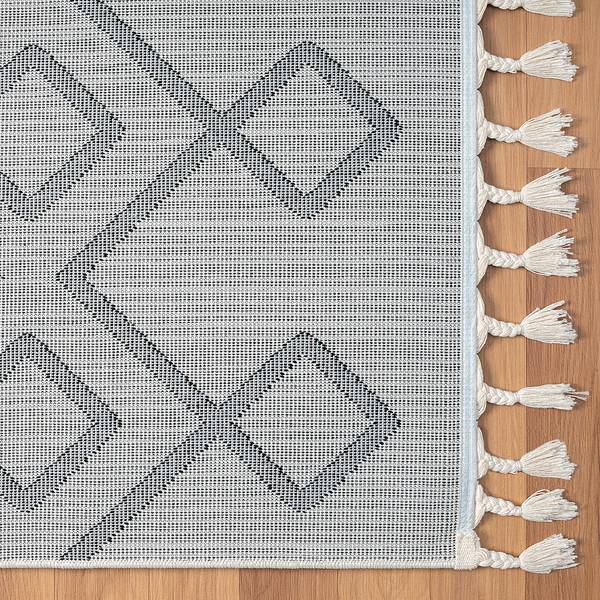 Hochflorteppich Moroccan Convention Kunstfaser - Weiß / Schwarz - 160 x 230 cm - 160 x 230 cm