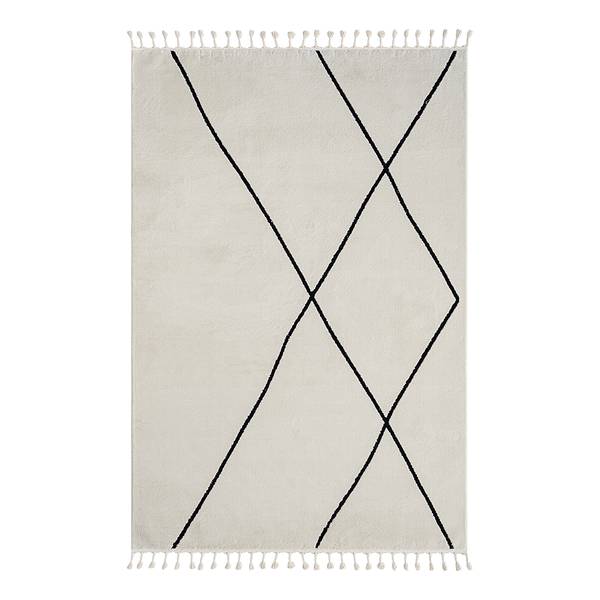 Hochflorteppich Moroccan Decor Kunstfaser - Weiß / Schwarz - 290 x 200 cm - 290 x 200 cm