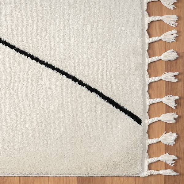 Hochflorteppich Moroccan Decor Kunstfaser - Weiß / Schwarz - 290 x 200 cm - 290 x 200 cm