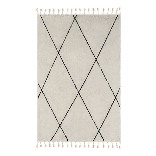 Hochflorteppich Moroccan Rarity Kunstfaser - Weiß / Schwarz - 140 x 200 cm - 140 x 200 cm
