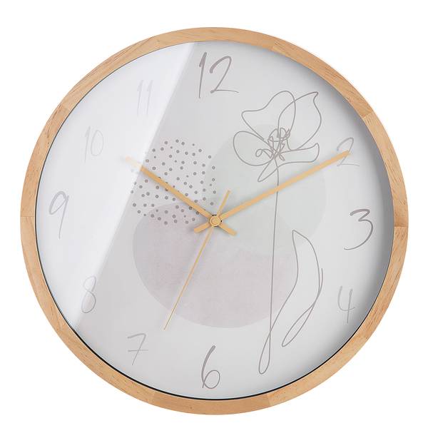 Horloge murale One Line Flower Bois synthétique - Naturel