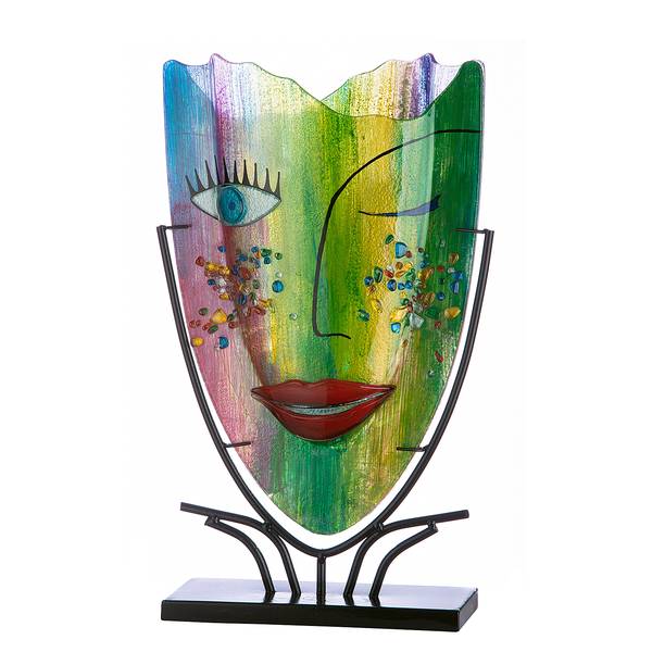 Vase Face Armour Farbglas - Grün