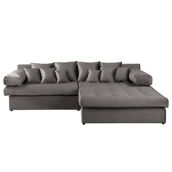 Hoekbank Naomi velours Onoli: rookgrijs - chaise longue vooraanzicht rechts