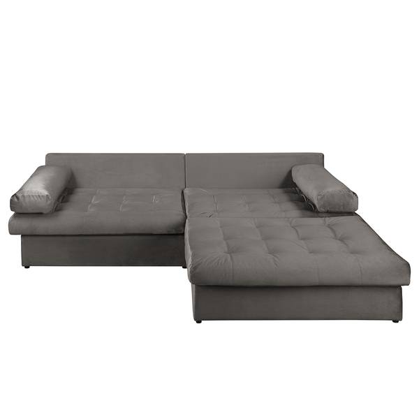 Hoekbank Naomi velours Onoli: rookgrijs - chaise longue vooraanzicht rechts