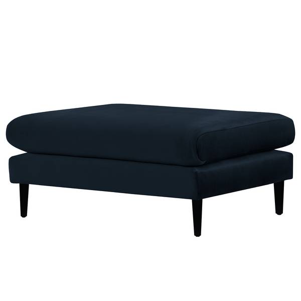 Gestoffeerde hocker Kayena fluweel - velours Sadia: donkerblauw - zwart